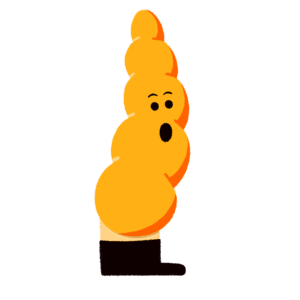 Guts UK's pancreas brand character illustration looking to the right, shocked