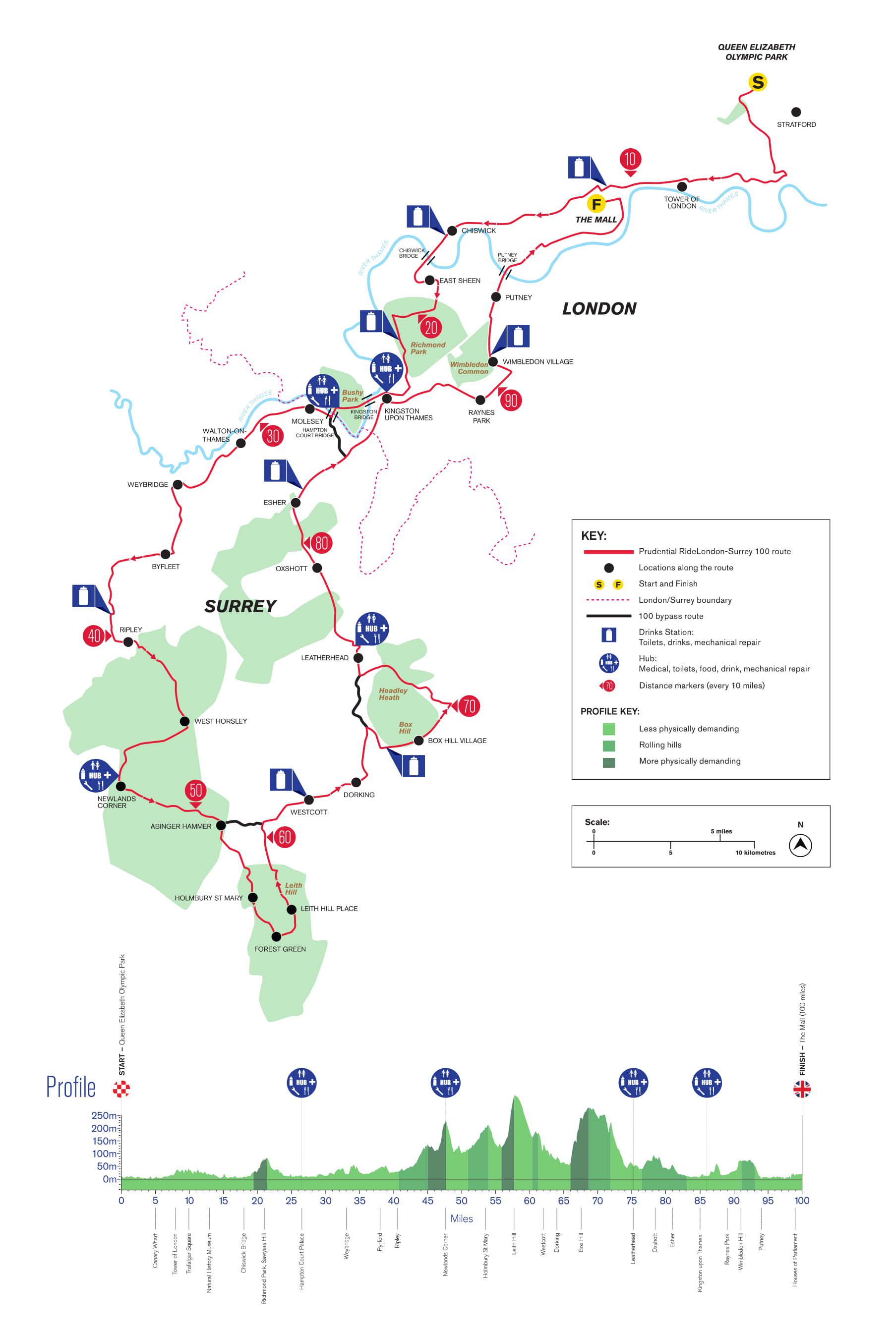 Ride London Route Map 2018 Prudential RideLondon Surrey 100 route map 1   Guts UK