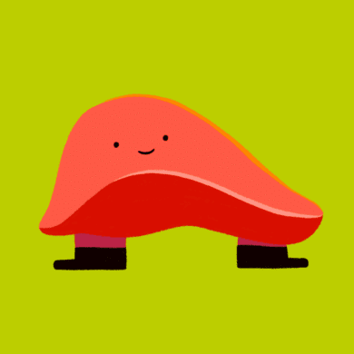 Guts UK liver illustration on green background.